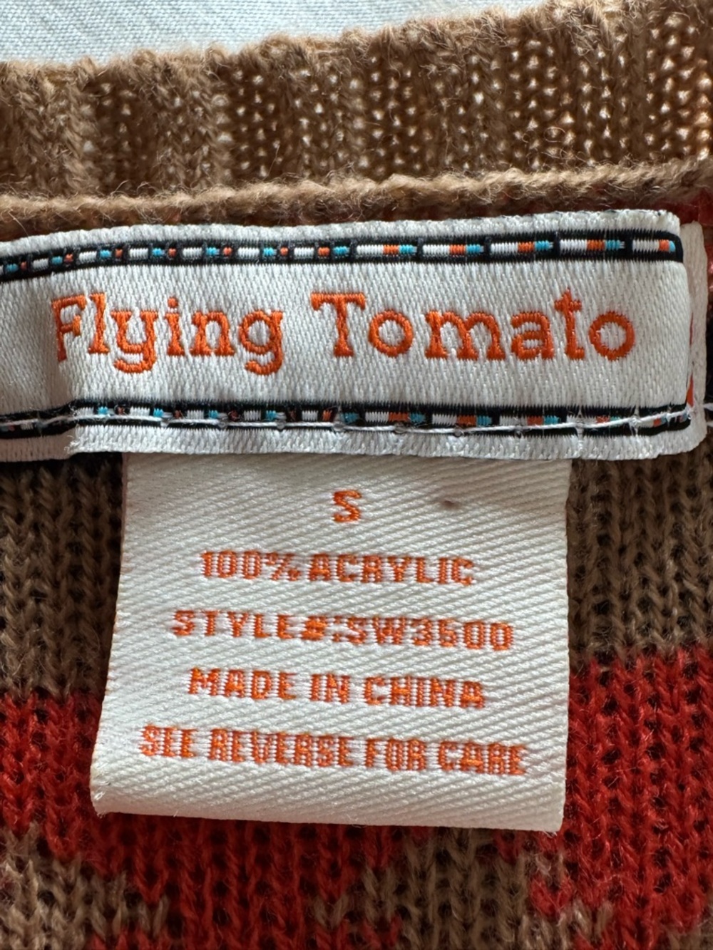 Anthropologie Flying Tomato Brown/Orange Lagenlook Open Drape Cardigan Fringe S - Picture 9 of 14